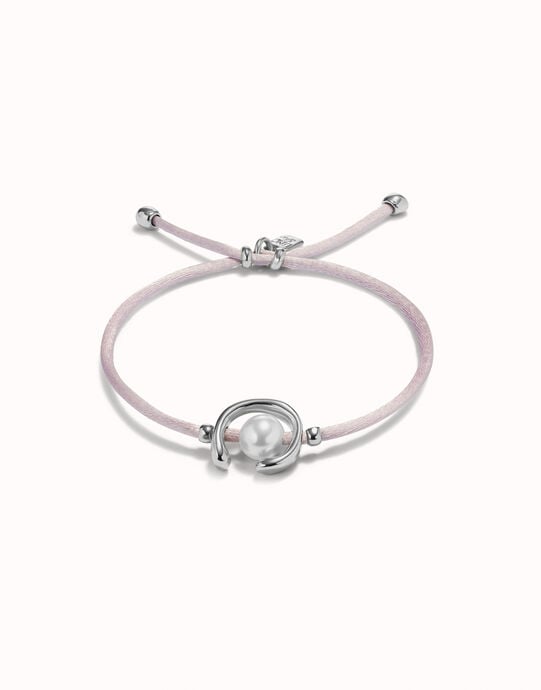 Lilac cord bracelet with a pearl